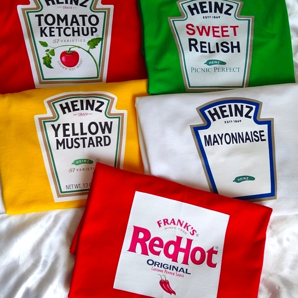 2 Ketchup and Mustard Halloween Costume Shirts NEW - Picture 1 of 3